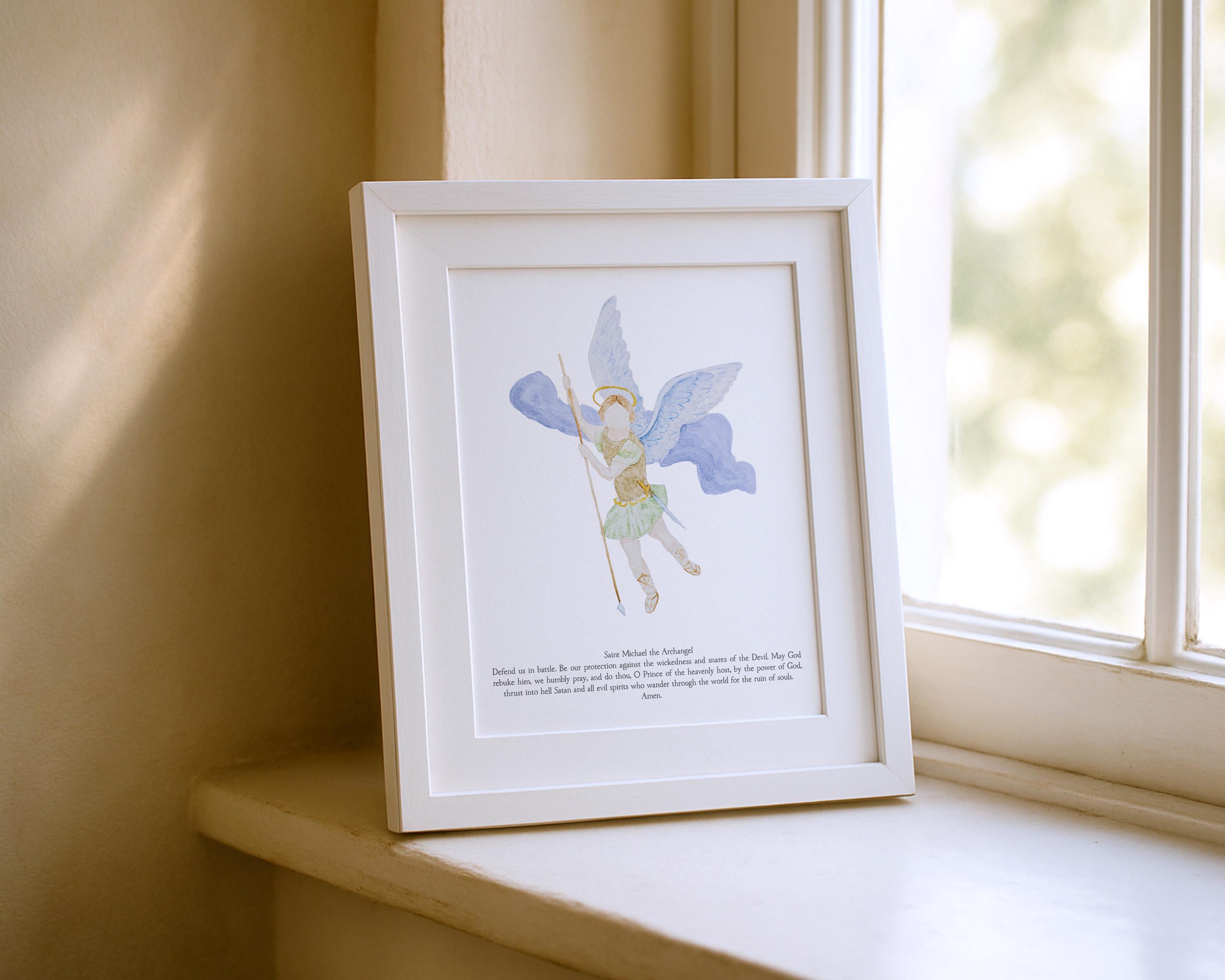 Saint Michael the Archangel Watercolor Art Print | St. Michael Prayer ...
