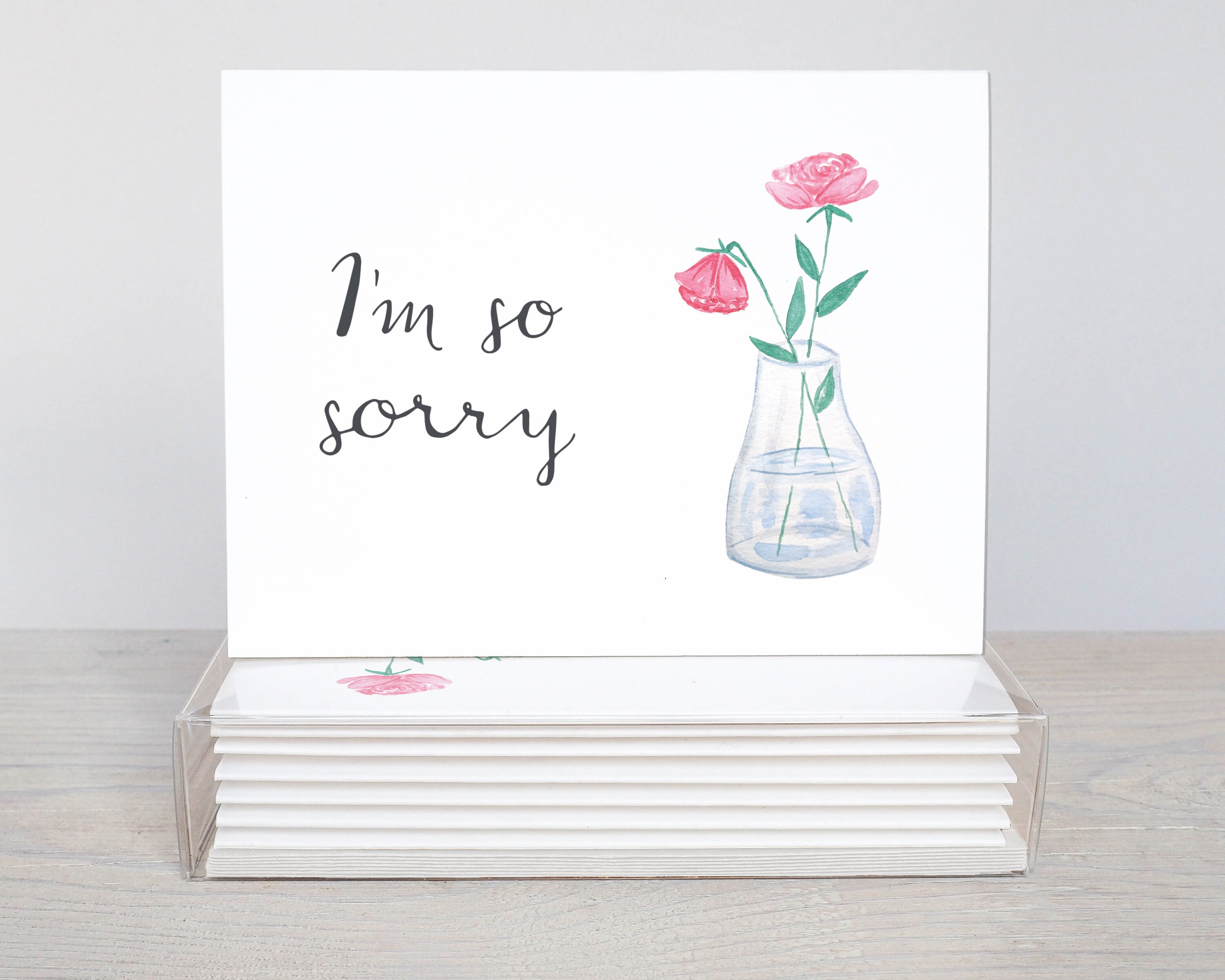 I'm so Sorry Watercolor Roses Condolence Card | Floral Sympathy Card - Etsy