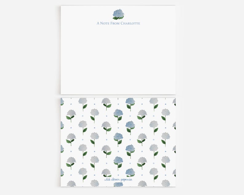 Blue Hydrangeas Personalized Watercolor Stationery Set | Feminine ...