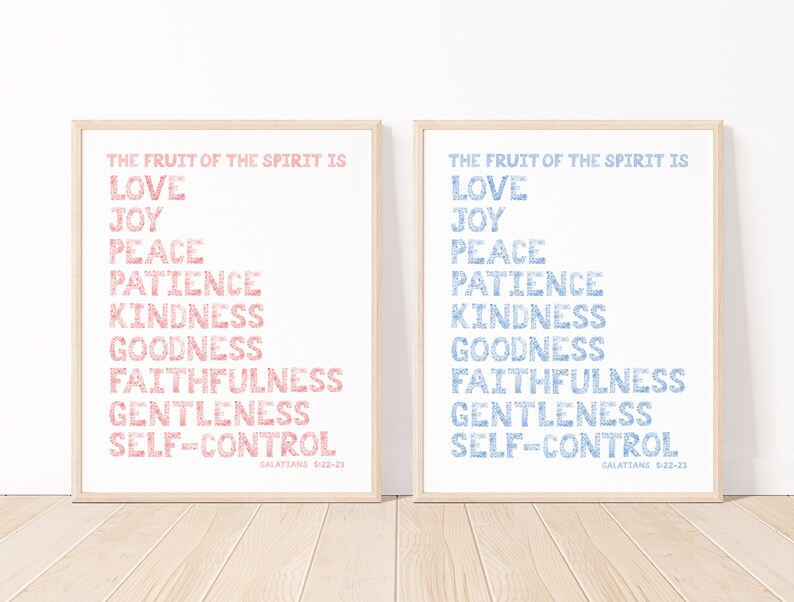 The Fruit of the Spirit Bible Verse Art Print 11x14 in Pink or Blue ...