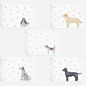Lot de 10 cartes de voeux aquarelles assorties pour chien avec petits coeurs | de correspondance pour amoureux des chiens | Variété de cartes de voeux vierges à l'intérieur image 2