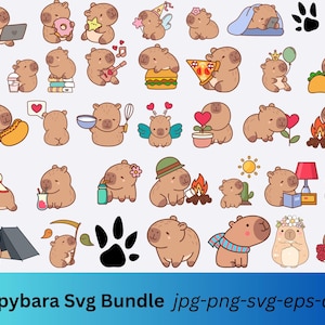 Cute Capibara SVG Files,Capybara SVG Bundle, Digital Sticker,Cute Capybara PNG,Funny Capybara, Instant Digital Download