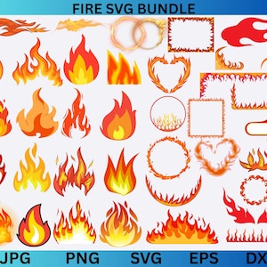 Fire Flames Svg,Fire Clipart,Flames Cricut,Flames Silhouette,Fire SVG Bundle, Print File,Instant Download.