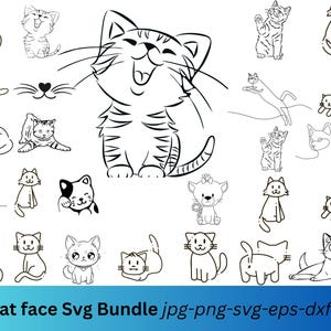 Cartoon Cat SVG Bundle, Cat Face SVG,CATs Bundle SVG,Cute cat svg,cat bundle, Cute Cat svg, png, dxf, Instant Download,