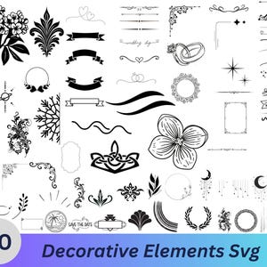 Decorative Elements svg Bundle, Text Divider svg, Elements svg Bundle, Wedding Svg, Decorative Svg, Flourish Svg,