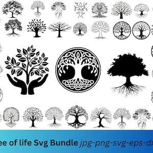 Levensboom Svg, levensboom bundel ontwerp SVG PNG, stamboom reünie Svg, silhouet van de boom, Instant Download, bewerkbare,