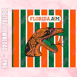 FAMU Rattlers 20oz Tumbler Wrap: Orange Green Stripes (Digital Download)