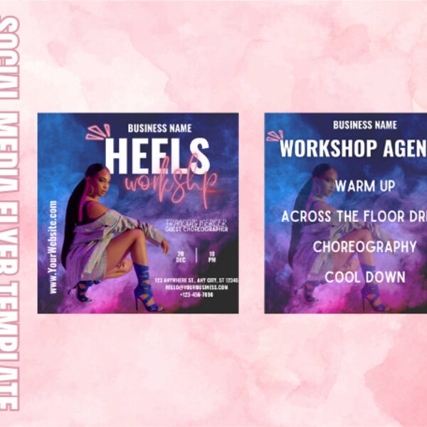 Heels Dance Workshop Template | Editable Template | DIY Social Media Template