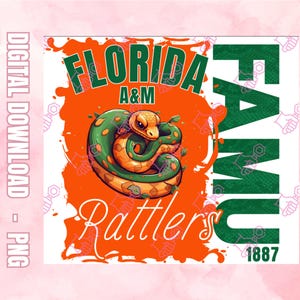 FAMU Florida A&M Rattlers | PNG | Sublimationsdruck | 20 Unzen Skinny Tumbler Nahtlose Wrap Gerade | Digitaler Download