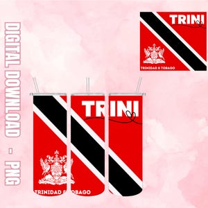 Vlag van Trinidad en Tobago | PNG | Sublimatie | 20oz skinny beker, naadloze omslag, recht | Digitale download