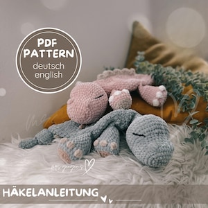 Instrucciones de crochet I Patrón de crochet - Dino Snuggler I Edredón DYI I PFD Alemán/Inglés