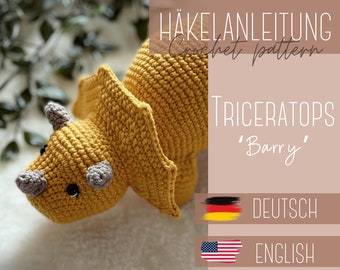 Häkelanleitung/ Crochet pattern - Triceratops Barry - Dino Deutsch/ English - Dinosaurier/ Dinosaur