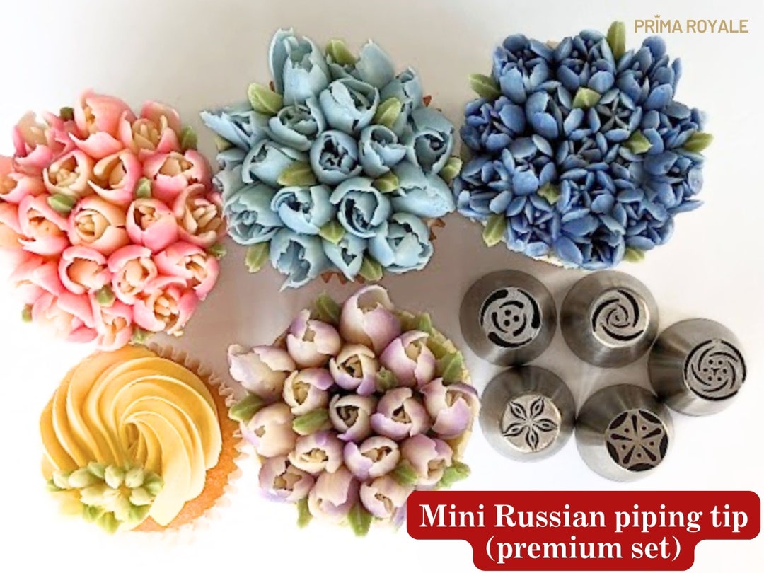 Mini Russian Piping Tips set of 5 premium Set Nifty Nozzles Buttercream