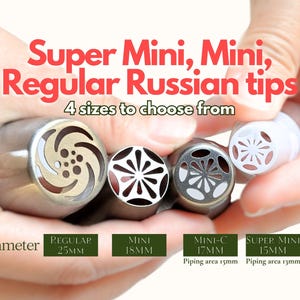 Mini Super Mini Boquillas rusas para manga pastelera, de tamaño regular y otros tamaños, para flores de crema de mantequilla, boquillas para decoración de tartas, ramos de cupcakes
