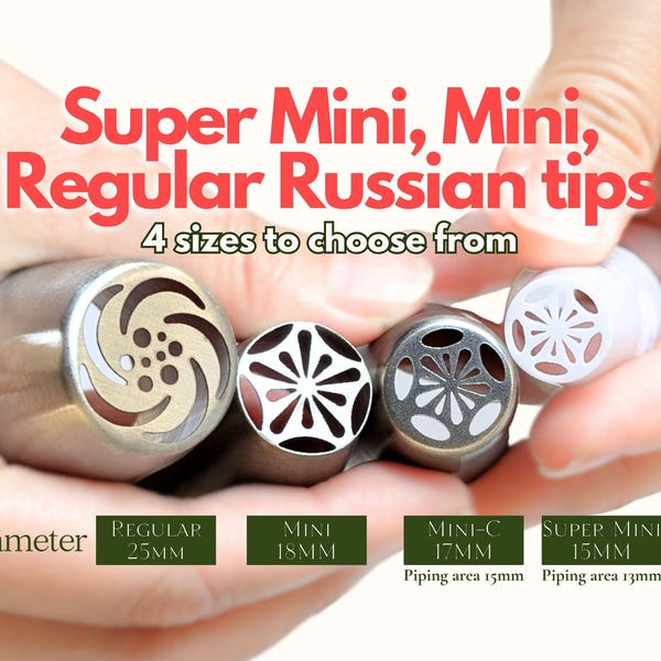 Mini Super Mini Russian Piping tips regular and other sizes buttercream flowers cake decorating nozzles cupcake bouquet