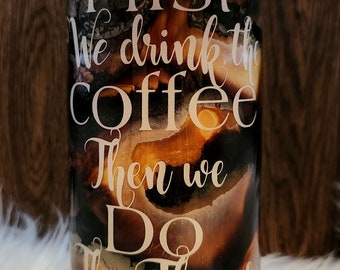 Coffee Swirl Stainless Steel Tumbler 20oz straight sided tumbler