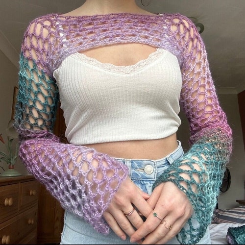 Cropped Shrug Sleeves Top Etsy