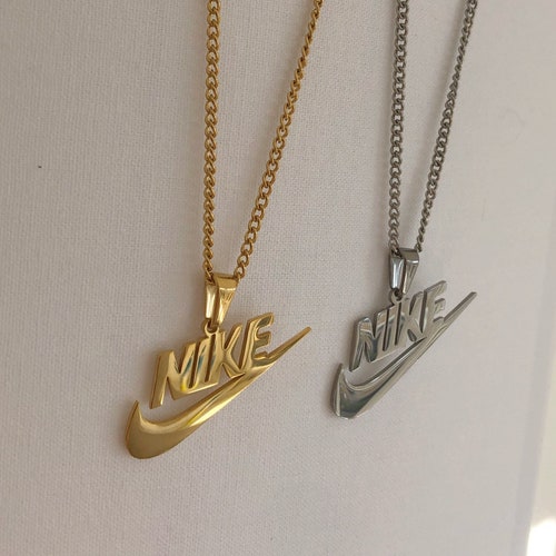 Gold Nike Necklace Spellout Swoosh Logo Necklace Chain Pendant - Etsy