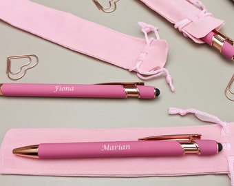 Personalised Pink Pen with Rose Gold Trim, mothers day gift, Valentines Gift, Present for Her