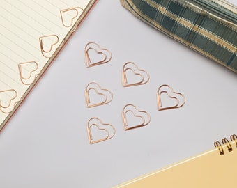 Heart paper clips,Rose gold Paper clips,Stationary Clips,clips stationery,wedding paperclip,paperclips coloured,15 pack of paperclips