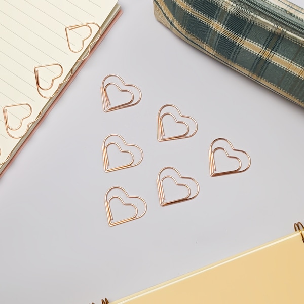 Heart paper clips,Rose gold Paper clips,Stationary Clips,clips stationery,wedding paperclip,paperclips coloured,15 pack of paperclips