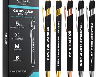 New Job Leaving Gift Funny Pen Set, Colleague leaving gift, Good luck funny Gifts, New Job pens