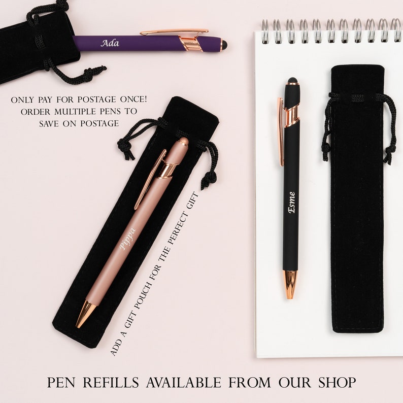 Personalised Luxurious Soft Touch Rose Gold Pen, Gift Pens for Women, Best Friends Gift, Christmas Gifts, Fancy Custom Pen, Presents for Her image 3