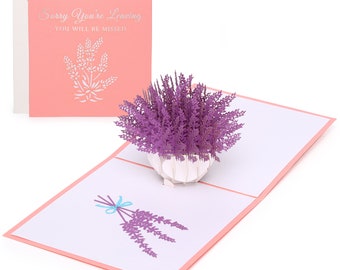 Sorry You're Leaving - You Will be Missed Card with Lavender Pop up Feature