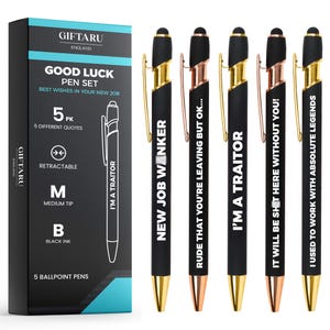 New Job Leaving Gift Funny Pen Set, Colleague leaving gift, Good luck funny Gifts, New Job pens image 1