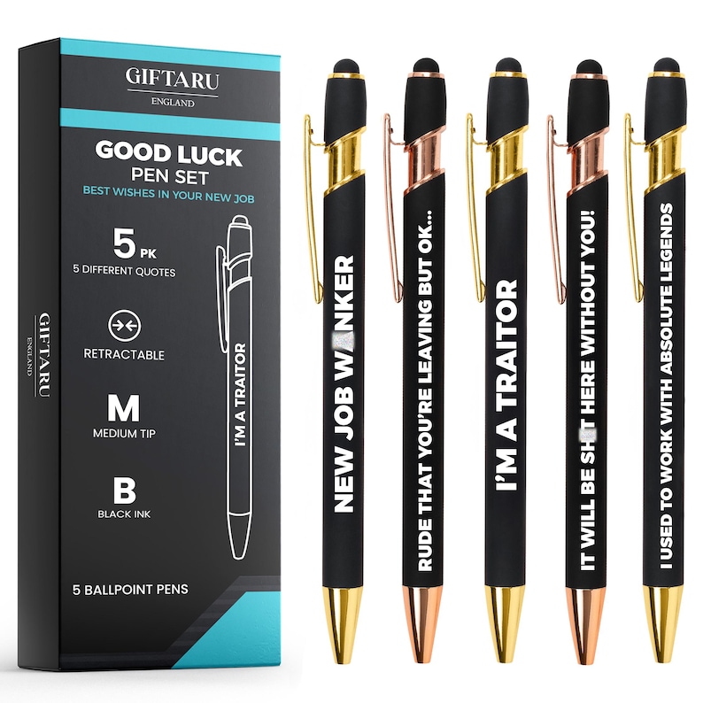 New Job Leaving Gift Funny Pen Set, Colleague leaving gift, Good luck funny Gifts, New Job pens image 1