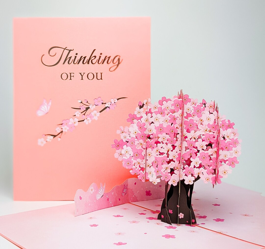 Cherry Blossom Pop-up Thinking of You Card: Handmade Sympathy Card ...