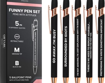 Funny Pen Set: Rude Ballpoint Pens, Office Desk Gift