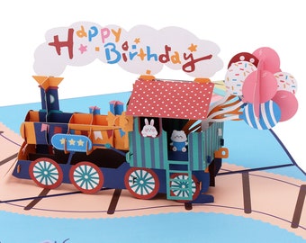 Nephew Birthday Card by Giftaru | Pop Up Card | Choo Choo Train Design