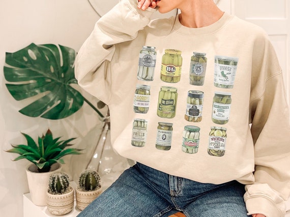 Vintage Canned Pickles Sweatshirt, Pickle Lovers Hoodie, Canning hot peppers, Pickle Crewneck Sweatshirt, Refrigerator pickles