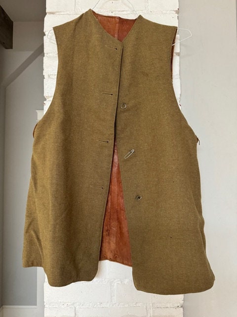 WW1 Military Leather and Wool Vest - Etsy