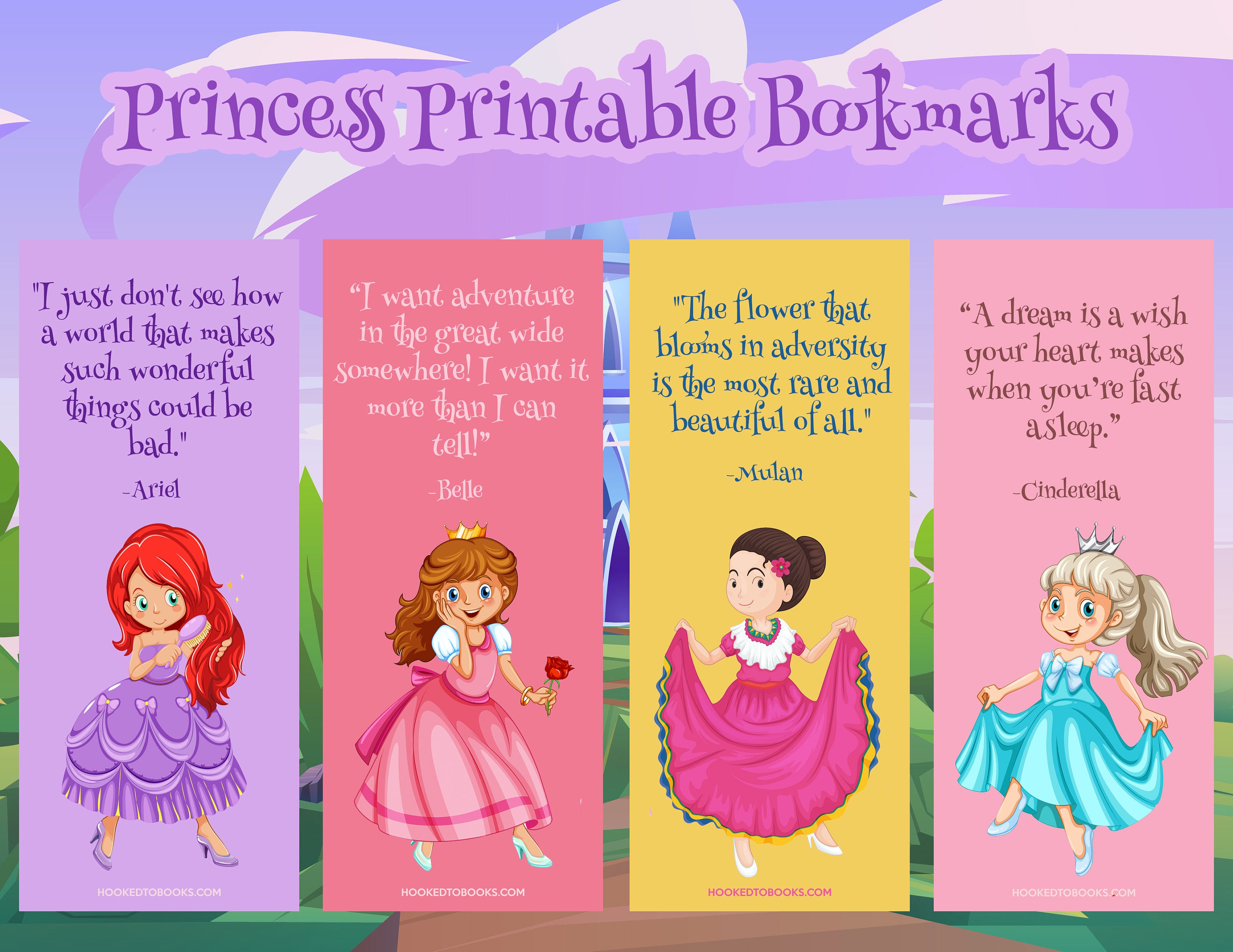 Princess Digital Download Printable Bookmarks - Etsy
