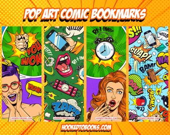 Comic Book Pop-Art Digital Download Printable Bookmarks
