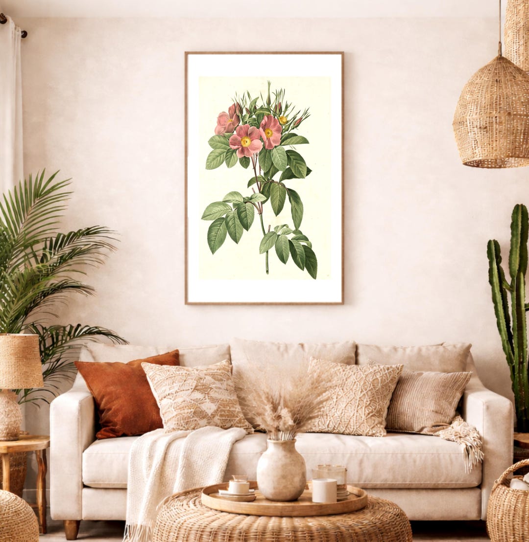 Wild Rose Botanical Print | Vintage Floral Illustration | Printable ...