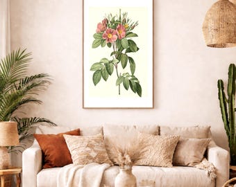 Wild Rose Botanischer Druck | Vintage Blumen Illustration | Druckbare Wandkunst | Sofort Download