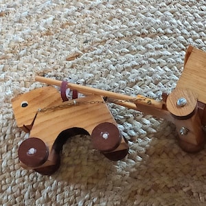 VINTAGE paard met trailer uit de jaren 90