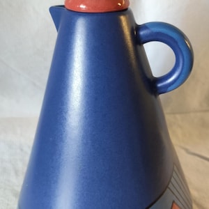 Vintage KmK kopparkvarn keramisk vinägerkaraff, Indigo-serien, abstrakt modern design, sällsynt, 18 cm