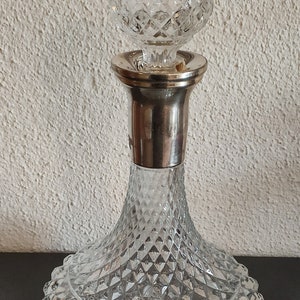 VINTAGE lead crystal decanter silver art deco 70s