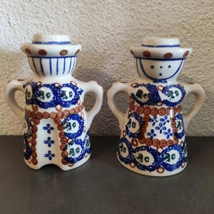 Portacandele vintage in ceramica Bunzlau, realizzato a mano negli anni '90, in stile rustico, 12,5 cm.