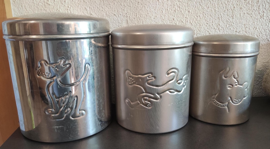 VINTAGE Aluminiumdosen 3 Stück IKEA Aufbewahrung 16,5 cm - 14,5 cm - 12,5 cm