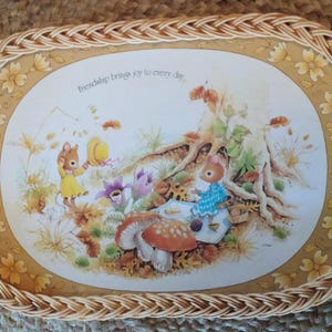 VINTAGE Mid Century Rockabilly Serviertablett Mäuse Friends 45 x 30 cm