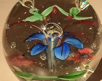 VINTAGE Briefbeschwerer Blume und Vögel 70er