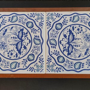 Azulejos originales de Boizenburg, RDA, azulejos cerámicos para pared, diseño de cebolla, posavasos, 36 x 17 cm