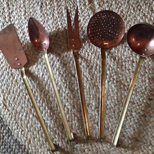 VINTAGE kitchen utensils made of copper and brass 5 pieces from the 90s