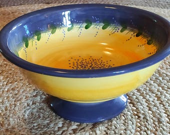 Vintage dekorativ keramikskål, lavendelfärgad fruktskål, salladsskål, stor, 30 x 14 cm