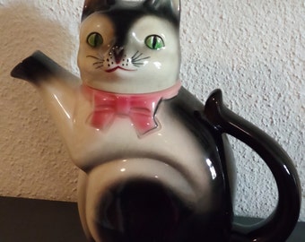 VINTAGE Teekanne Katze Cortendorf Keramik 6700 A (35) 40er rosa Schleife West German Pottery True Vintage